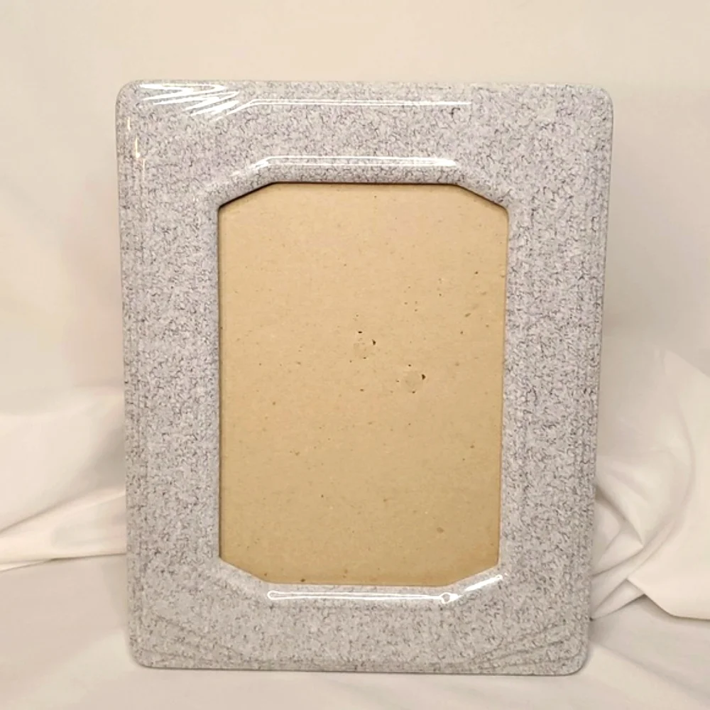 Vintage Picture Frame Rare 80s Look Gray Black Marble Tone Glass Photo Frame